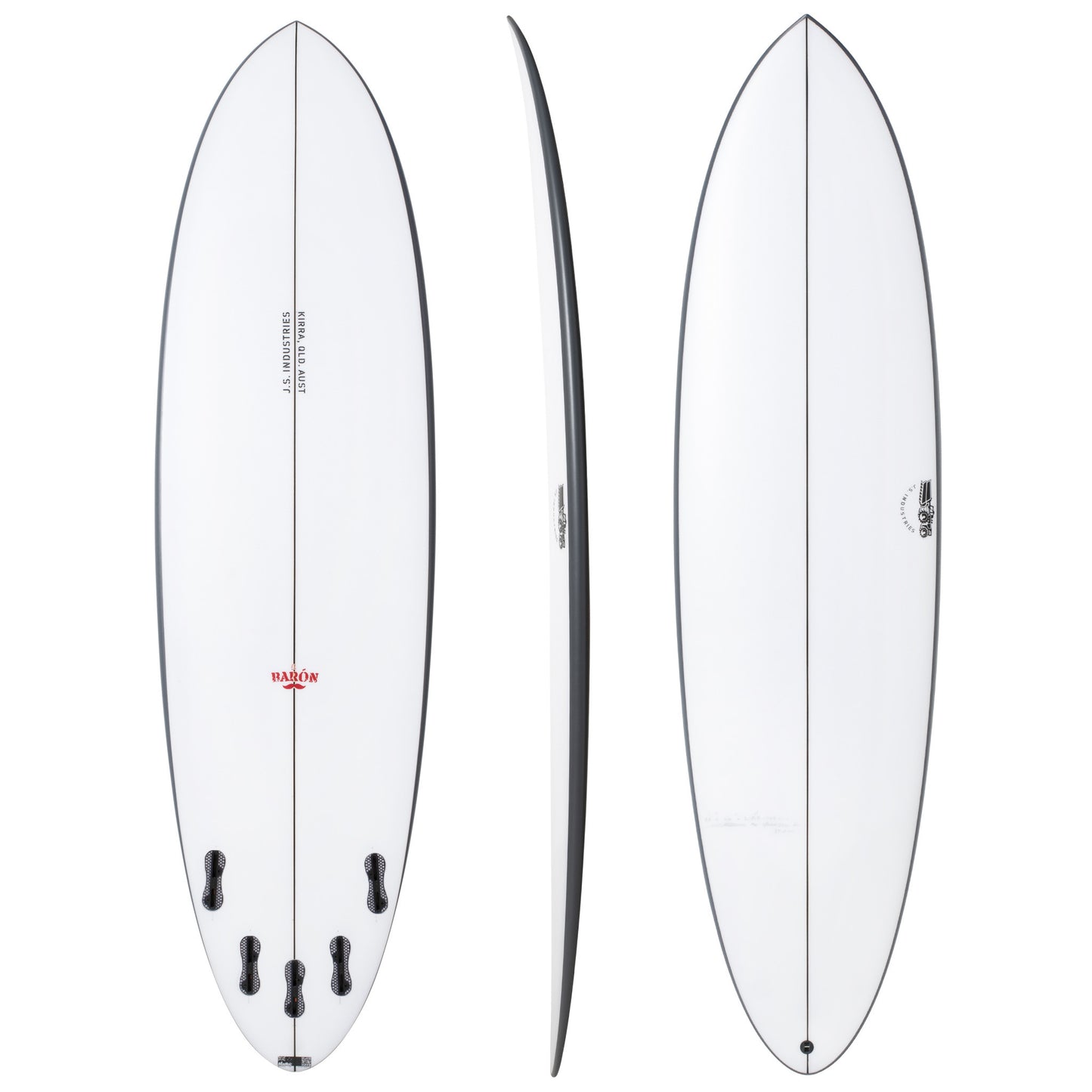 El Baron 7'6" x 21 1/2" X  2 7/8" - 51.80L, Round, 5x  FCS 2 Fin Boxes, PE - ID:919274